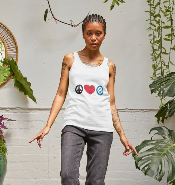 Women's 100% Organic Cotton Vest - Peace, Love, Echelon
