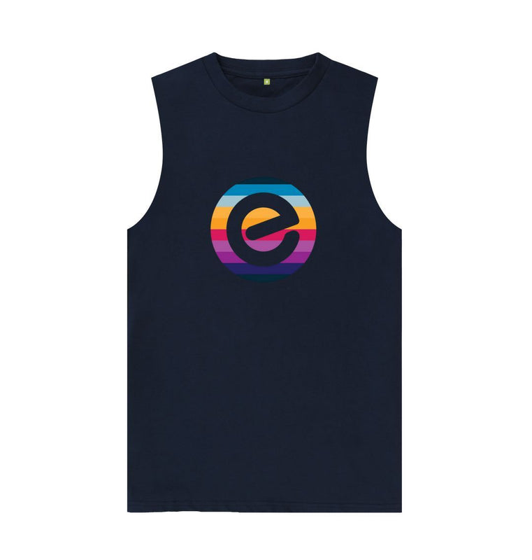 Navy Blue Men's 100% Organic E Logo Cotton Vest