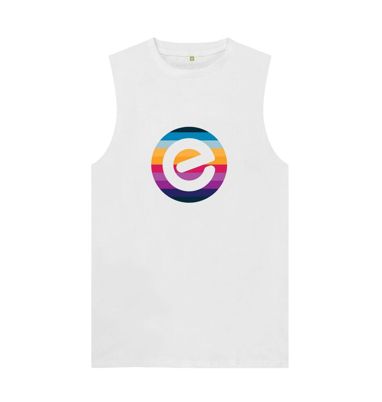 White Men's 100% Organic E Logo Cotton Vest