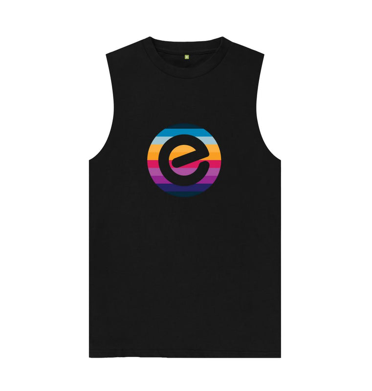 Black Men's 100% Organic E Logo Cotton Vest