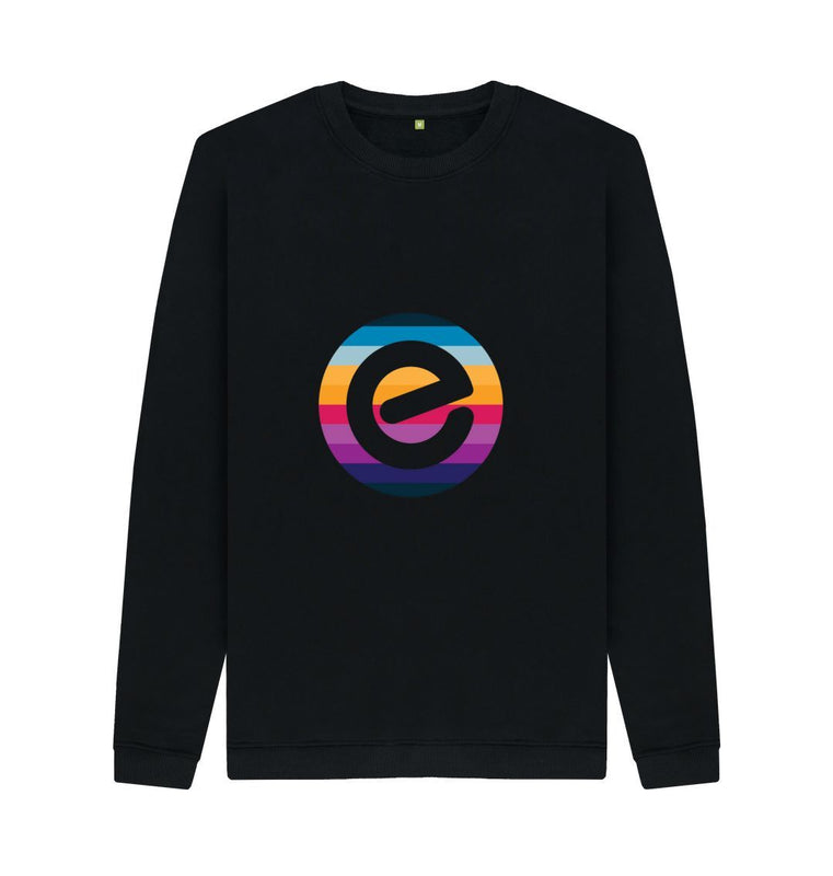Black Men's E Logo Organic Cotton Crewneck Jumper