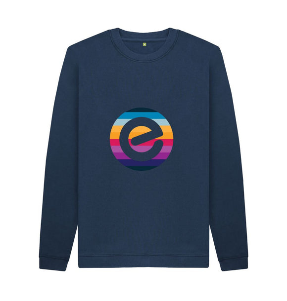 Navy Blue Men's E Logo Organic Cotton Crewneck Jumper