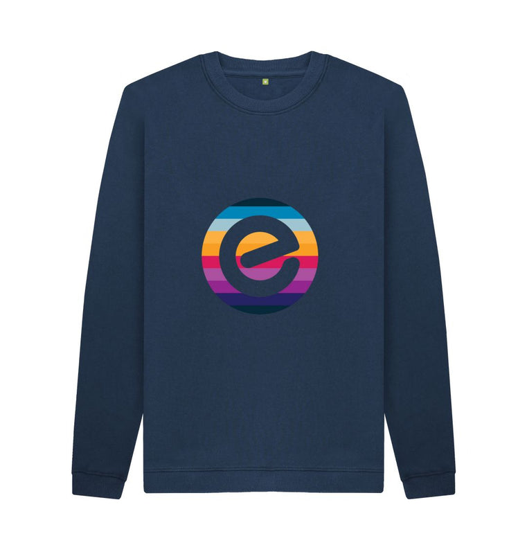 Navy Blue Men's E Logo Organic Cotton Crewneck Jumper