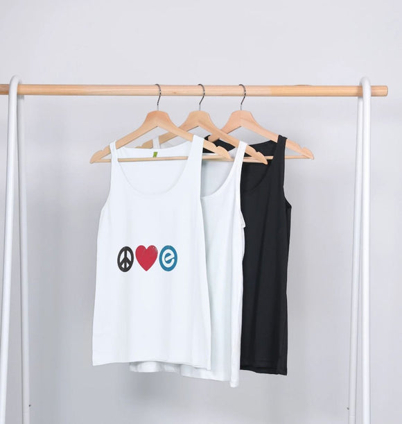Women's 100% Organic Cotton Vest - Peace, Love, Echelon