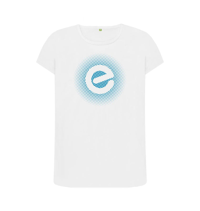 White Women's Blue Logo 100% Organic Cotton T-Shirt