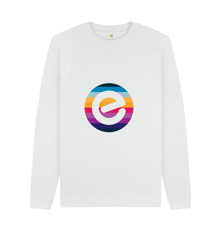 White Men's E Logo Organic Cotton Crewneck Jumper