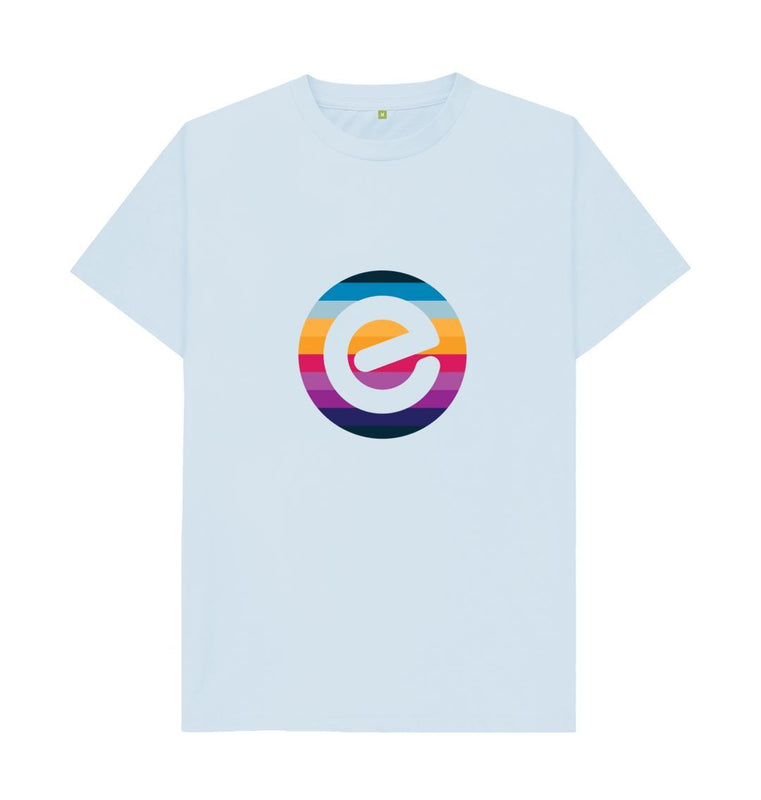 Sky Blue Men's e Logo 100% Organic Cotton T-Shirt