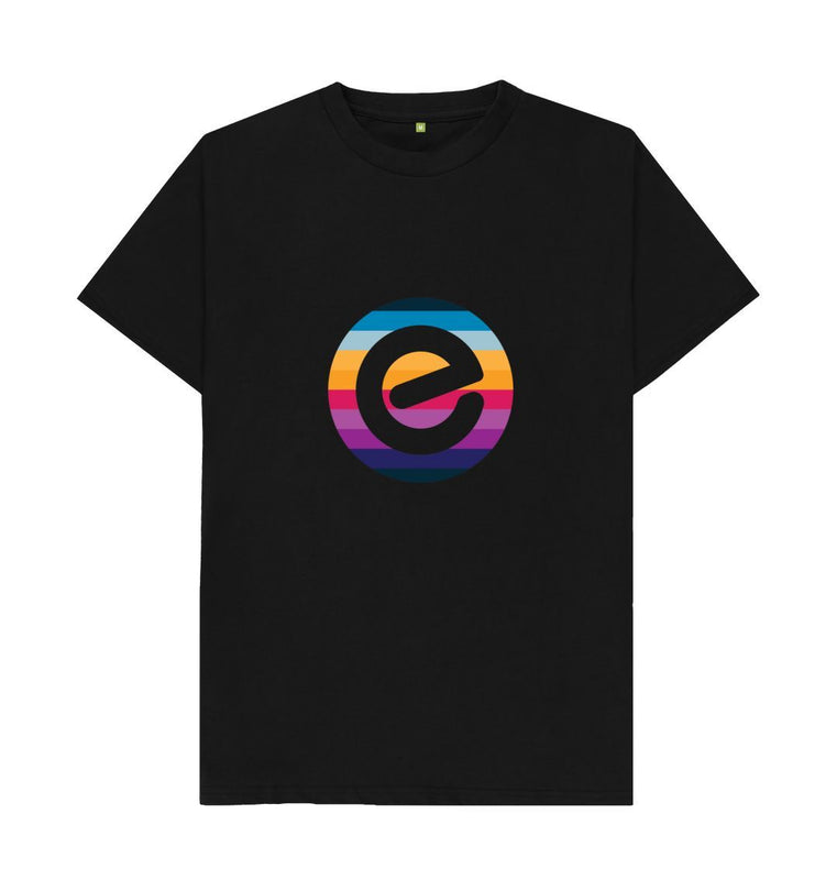 Black Men's e Logo 100% Organic Cotton T-Shirt