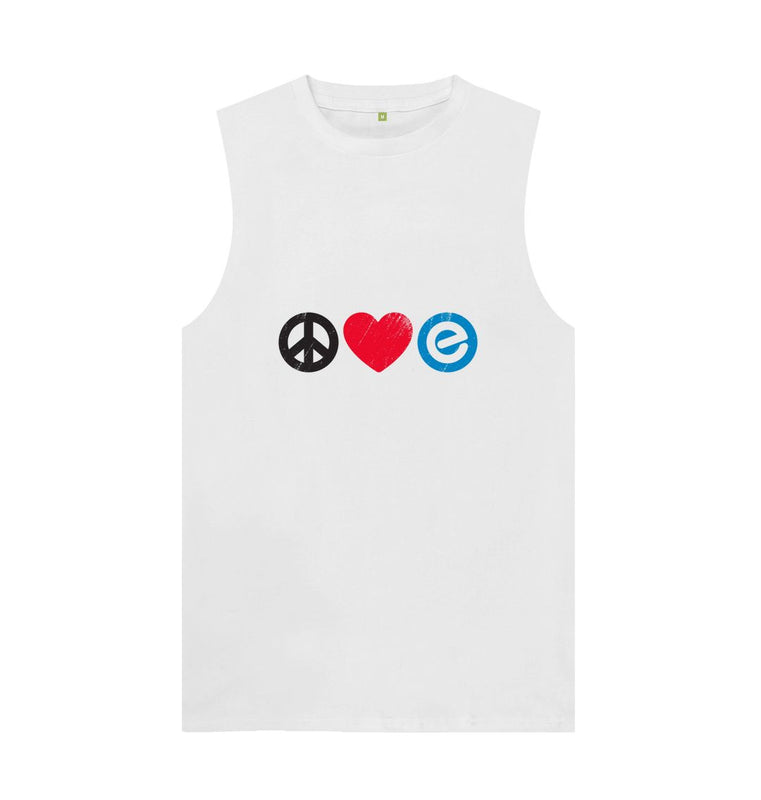 White Men's Peace Love Organic Cotton Vest