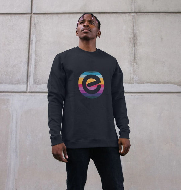 Mens E Logo Organic Cotton Crewneck Jumper Echelon Fit Uk