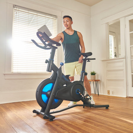 Man riding an Echelon fitness bike