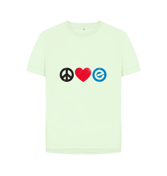 Women's 100% Organic Cotton Relaxed Fit - Peace, Love, Echelon - Tee - Echelon Fit UK