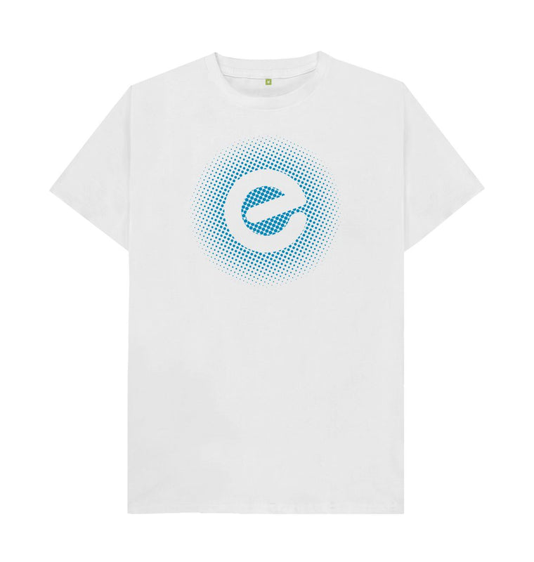 White Men's Blue Logo 100% Organic Cotton T-Shirt