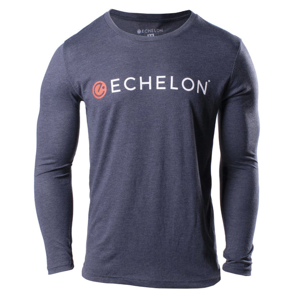 Men's Long Sleeve Crewneck Top - Heather Navy - Echelon Fit UK