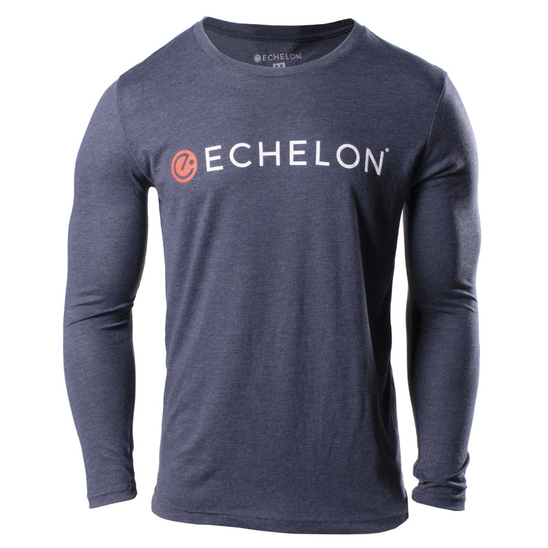 Men's Long Sleeve Crewneck Top - Heather Navy - Echelon Fit UK