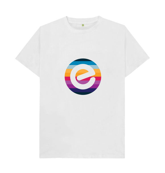 White Men's e Logo 100% Organic Cotton T-Shirt